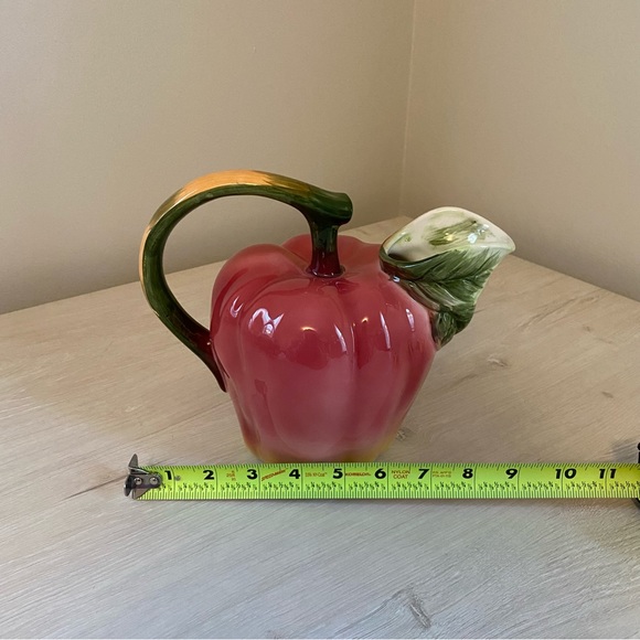Vintage Red Green Apple Pitcher Haldon Group Japan Retro 80s Ceramic Kitchen - Picture 9 of 9
